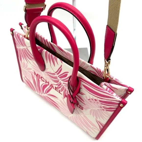 Michael Kors Medium Mirella Tote Bag & Medium Bifold Zip Chain Wallet Pink/Gold